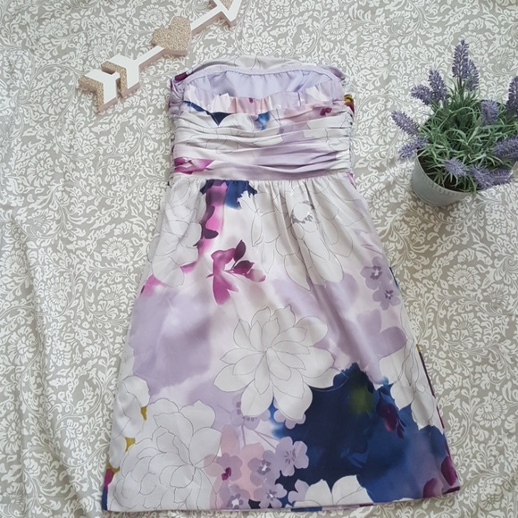 New The Limited Strapless Floral Watercolor Dress NWT - Picture 3 of 3